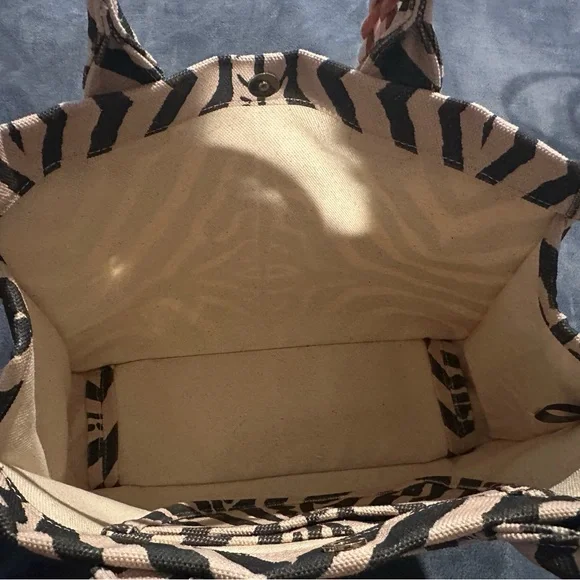 Vince Camuto Black and Tan Chevron Tote Bag - Picture 5 of 5